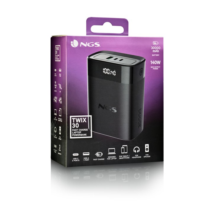PowerBank NGS 3000mAh 140W 2USB-A 1USB-C Negro (TWIX30)