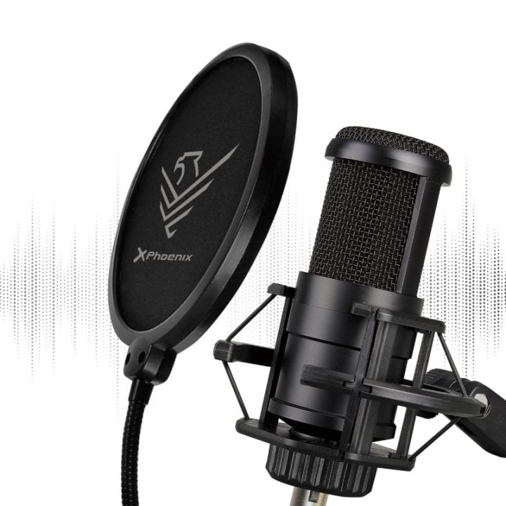 Phoenix Streamcast Pro Micrófono Streaming Cardioide con Brazo Extensible