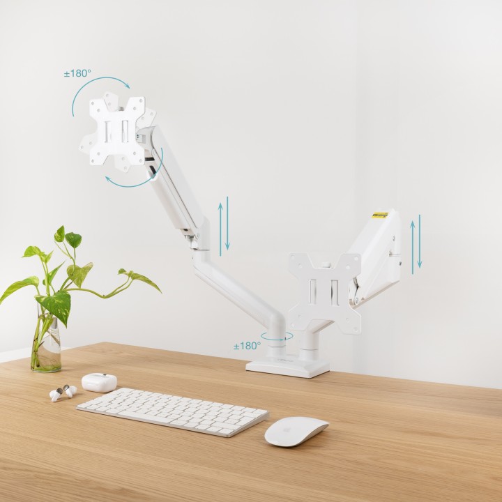 Soporte Mesa TooQ 13"-34" 2 Brazos Blanco (DB1434TNR-W)