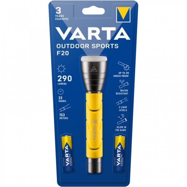 Varta Outdoor Sports F20 Linterna de Mano Amarilla 235lm