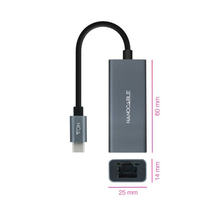 Nanocable Adaptador USB-C a Ethernet Gigabit Aluminio