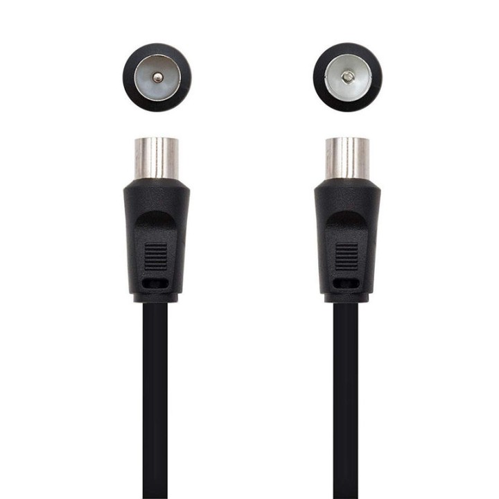 Nanocable Cable Coaxial Antena Analógico TV 75 OHM 1.8m Negro