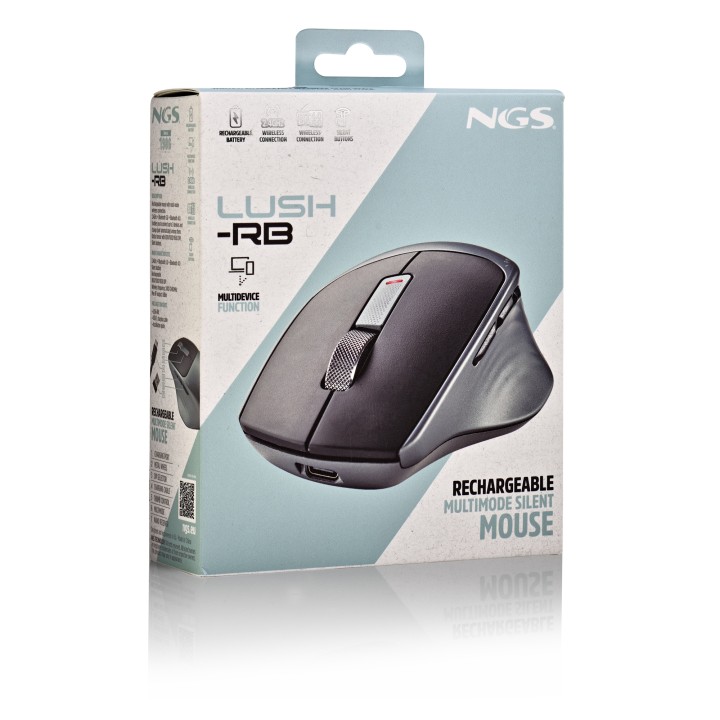 Ratón NGS RF Wireless/BT 1600dpi Negro/Gris (LUSH-RB)