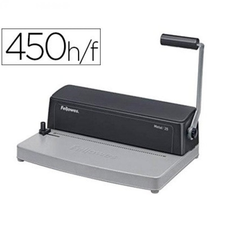 Encuadernadora Para Espiral Fellowes Metal 25 Perfora 10 Hojas A4 Encuaderna Hasta 450 Hojas