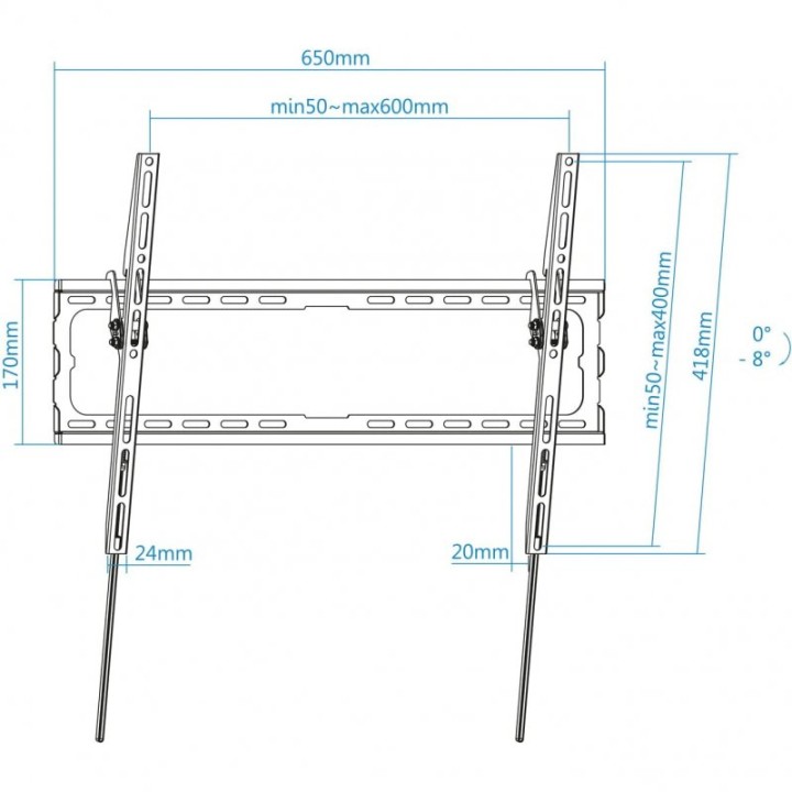 TooQ Soporte de Pared Inclinable para Monitor/TV 37"-80" VESA 600x400 Máx. 45Kg