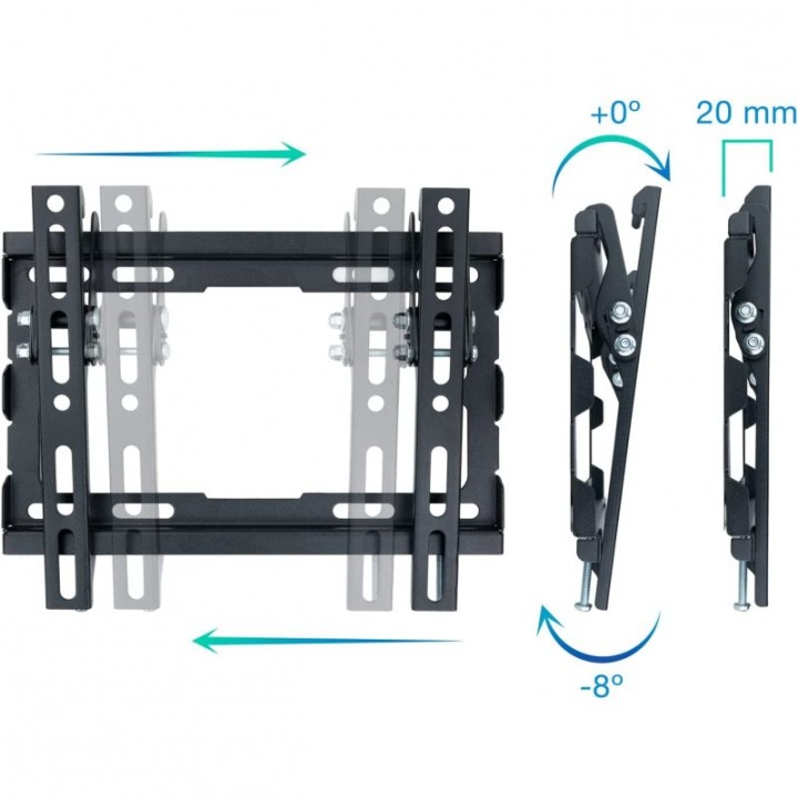 TooQ Soporte de Pared Inclinable para Monitor/TV 23"-43" VESA 200x200 Máx. 45Kg