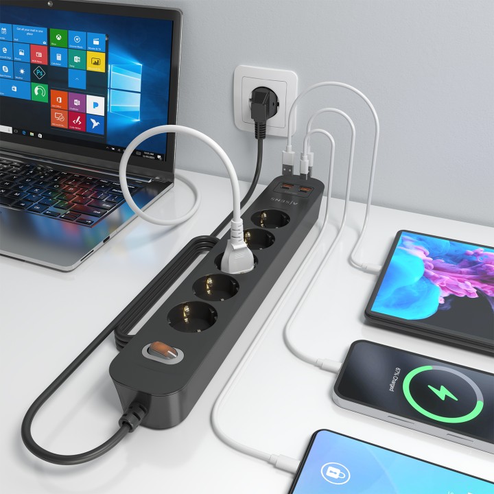 Regleta AISENS 5 Tomas 2xUSB-C 2xUSB-A (ASPS-2A2C15-BK)