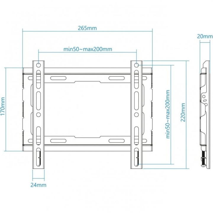 TooQ Soporte de Pared para Monitor/TV 23"-43" VESA 200x200 Máx. 45Kg