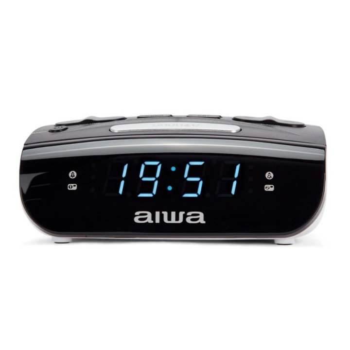 Aiwa CR-15BK Radio Reloj Despertador Doble Alarma FM