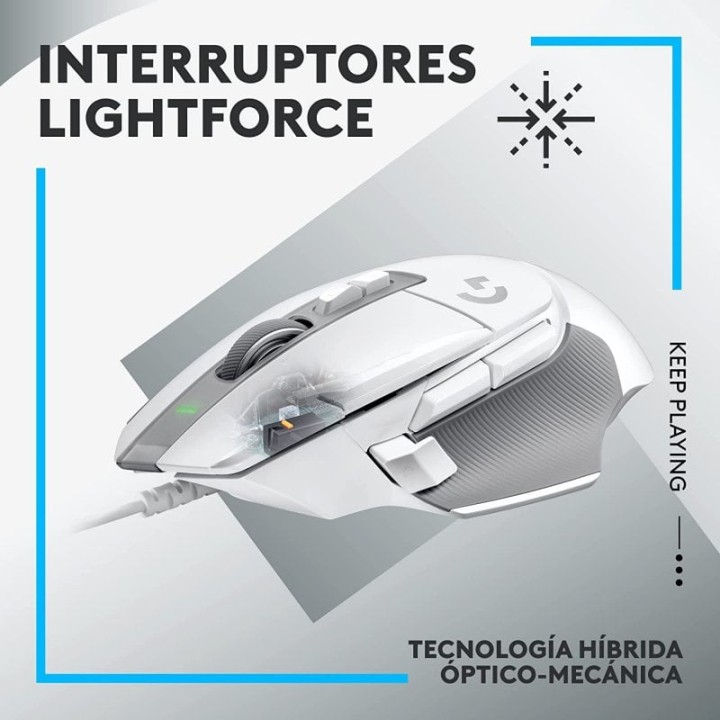 Logitech G G502 X Ratón Gaming Blanco 25600 DPI