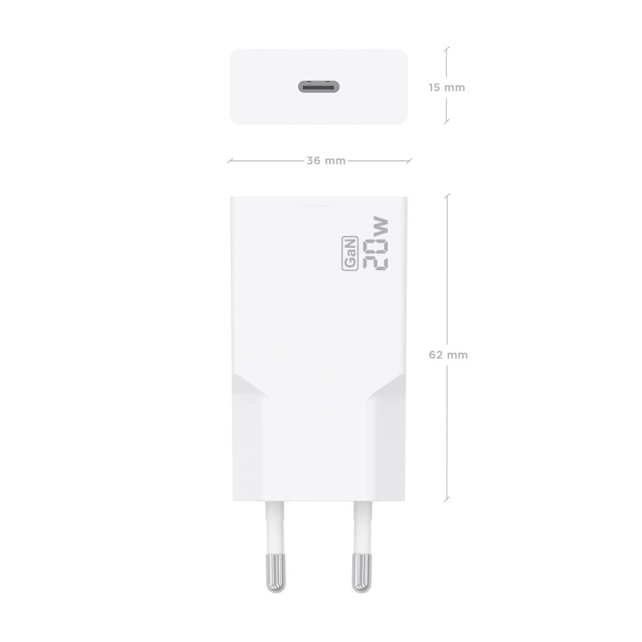 Cargador Pared AISENS GaN 20W 1USB-C Blanco (A110-0997)