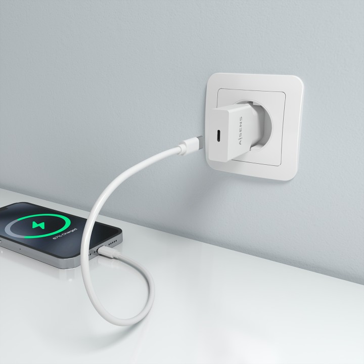 Cargador Pared AISENS GaN 20W 1USB-C Blanco (A110-0997)