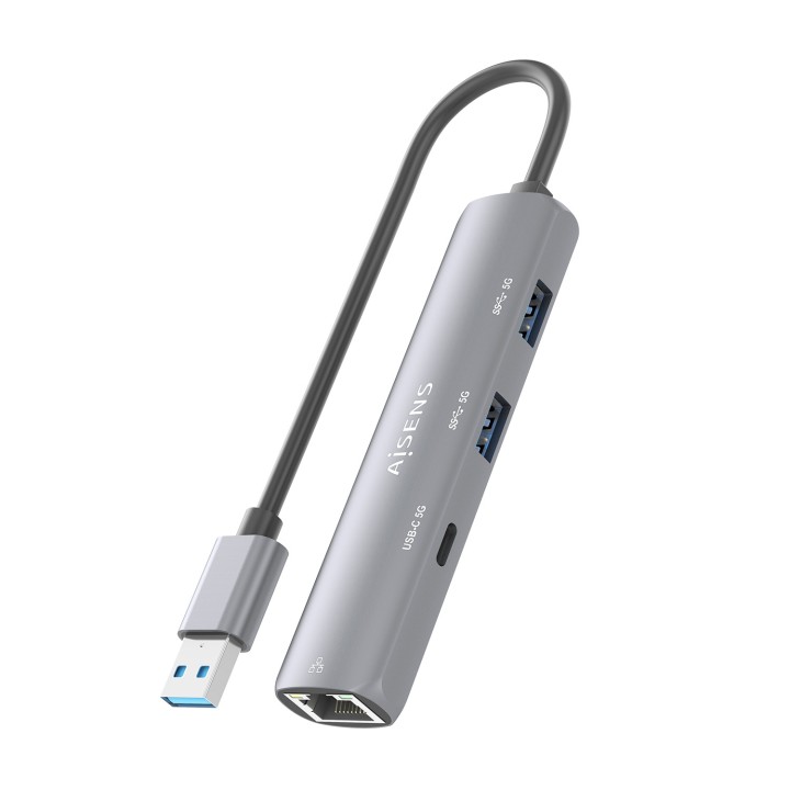 Hub AISENS USB-A a 2USB-A/1USB-C/1RJ45 (ASUC-4P035-GR)