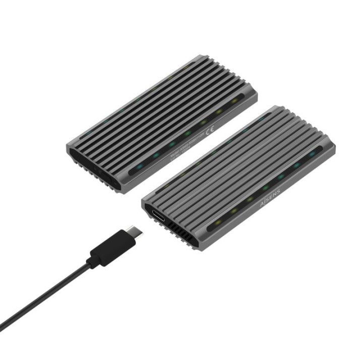 Aisens ASM2-RGB011GR Caja Externa para Disco Duro SSD M.2 SATA/NVMe USB-C