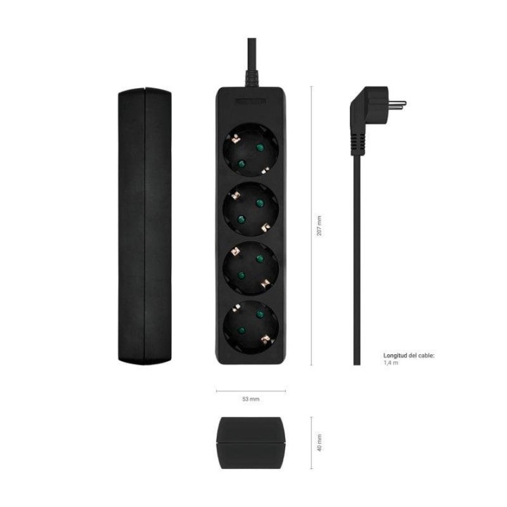Aisens A154-0534 Regleta 4 Tomas Negra