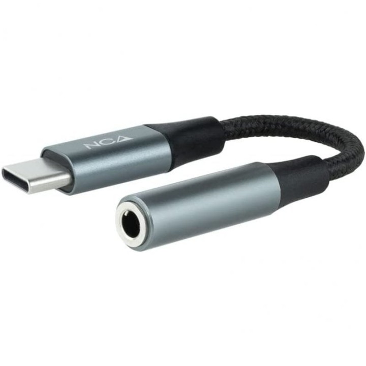 Nanocable Adaptador de Audio USB-C a Jack 3.5 Macho/Hembra 11cm Gris/Negro