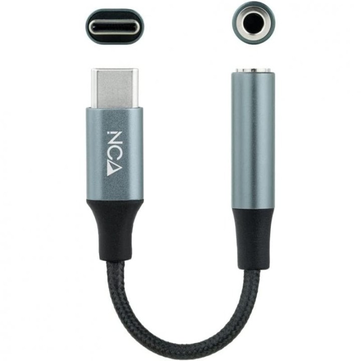 Nanocable Adaptador de Audio USB-C a Jack 3.5 Macho/Hembra 11cm Gris/Negro