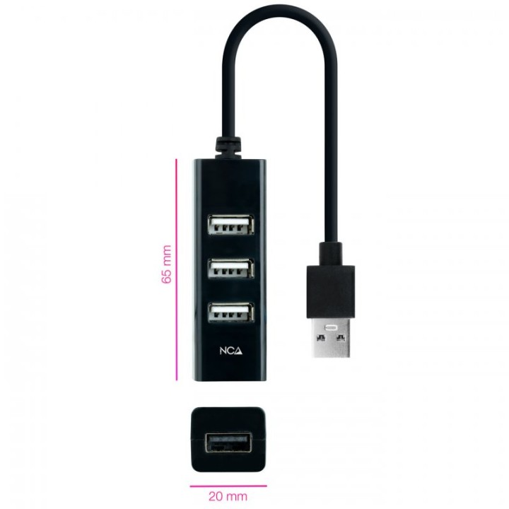 Nanocable 10.16.4404 Hub 4x USB 2.0 Negro