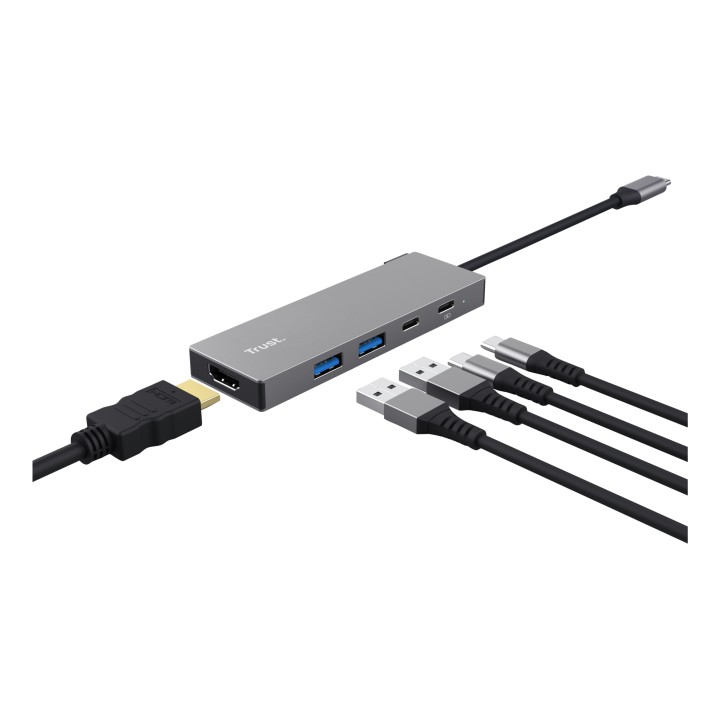 Adaptador Trust Dalyx 5en1 USB-C Gris (26062)