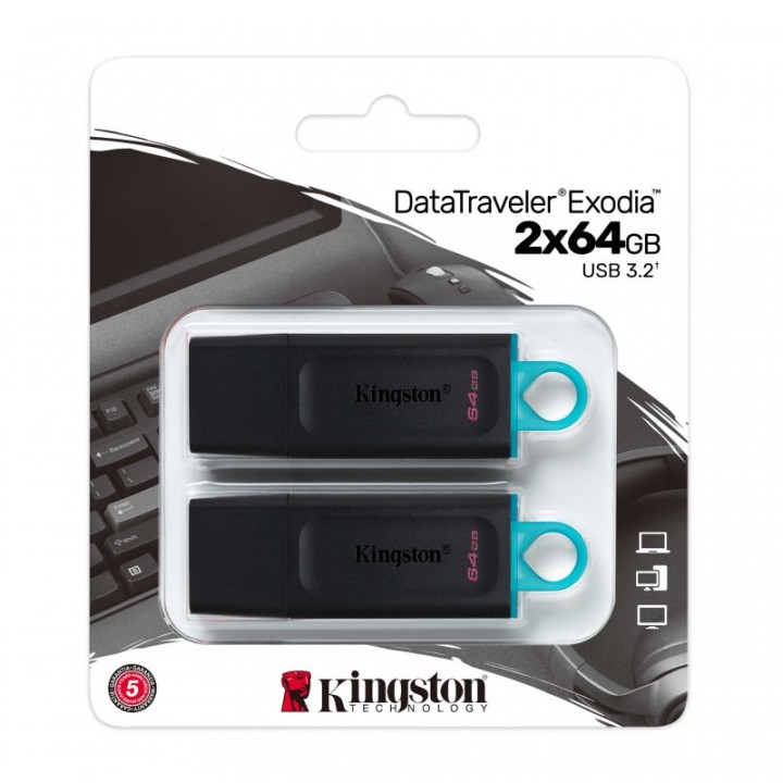 Kingsto DataTraveler Exodia 64GB USB 3.2 Pack 2 Unidades