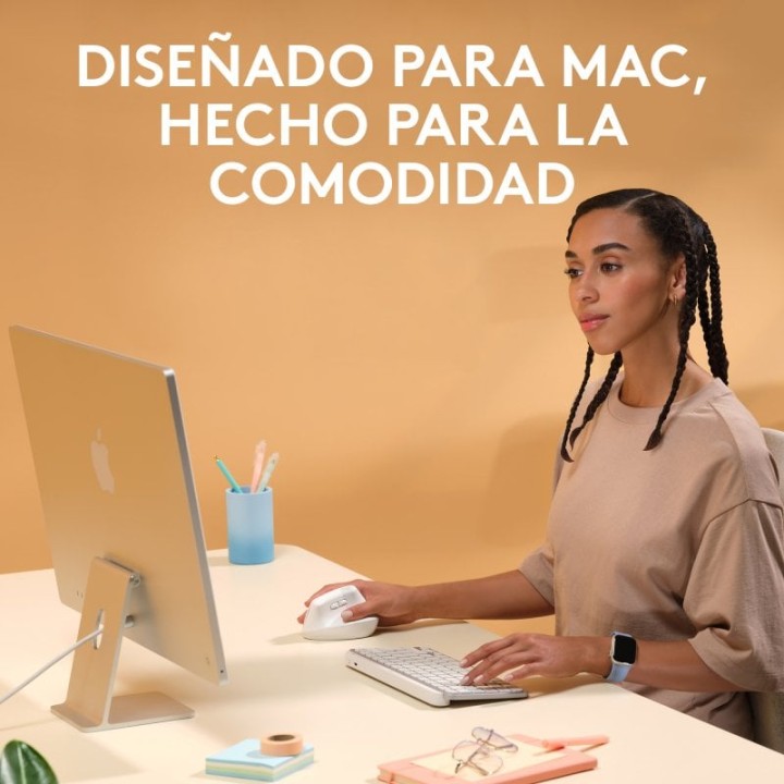 Logitech Lift para Mac Ratón Inalámbrico Vertical 4000DPI Gris Pálido