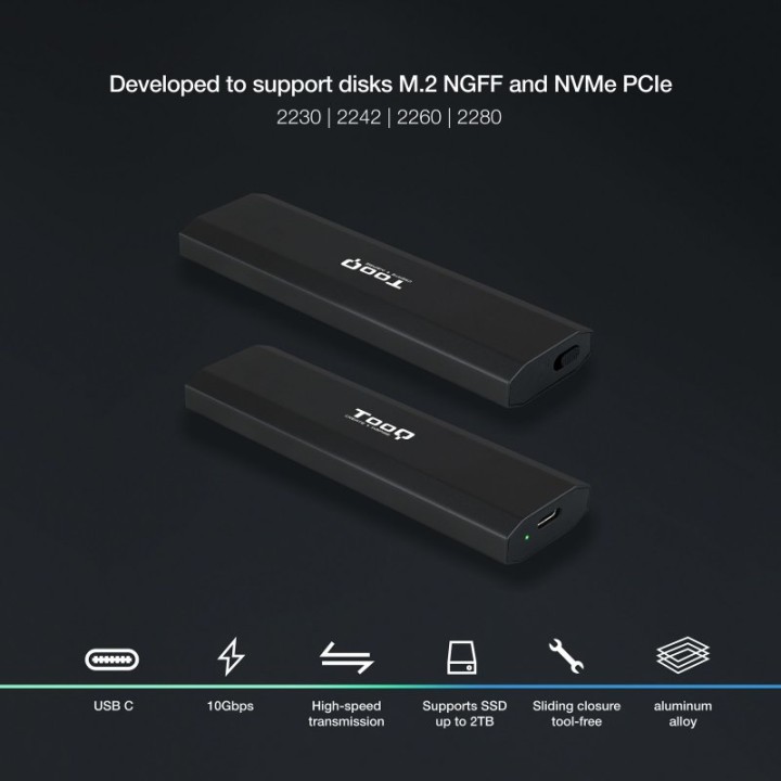TooQ SHURA Caja Externa para SSD M.2 NGFF/NVMe Negra