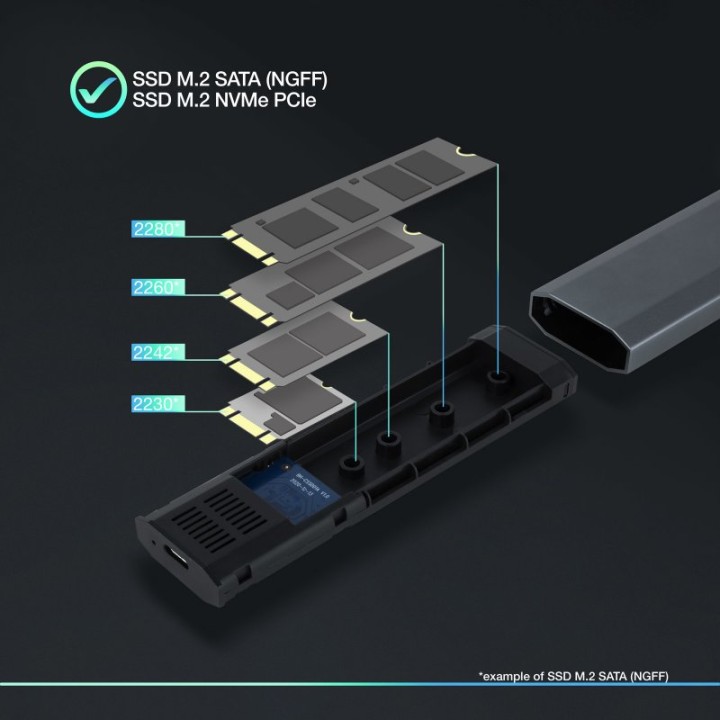 TooQ SHURA Caja Externa para SSD M.2 NGFF/NVMe Gris
