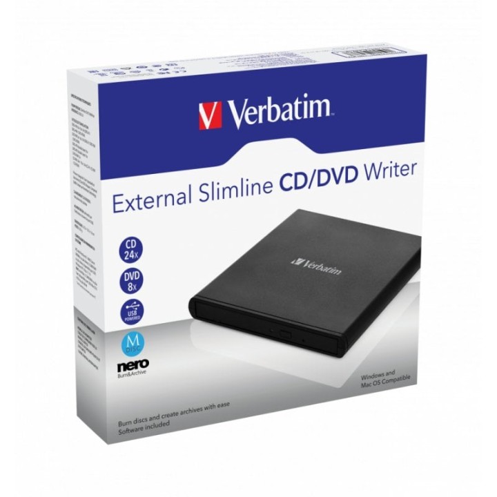 Verbatim 53504 Grabadora Externa CD/DVD USB 2.0 Negra