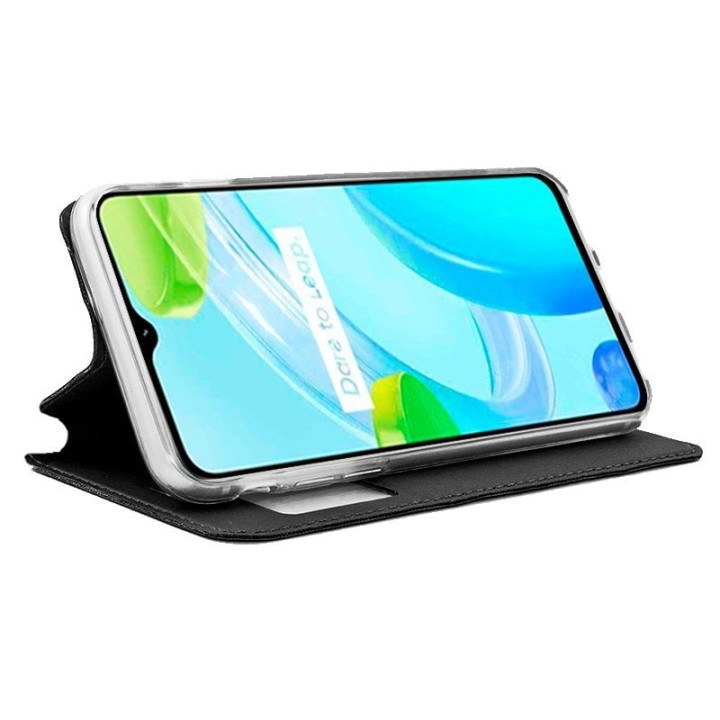 Cool Funda Flip Cover Liso Negro para Realme C30/Narzo 50i Prime