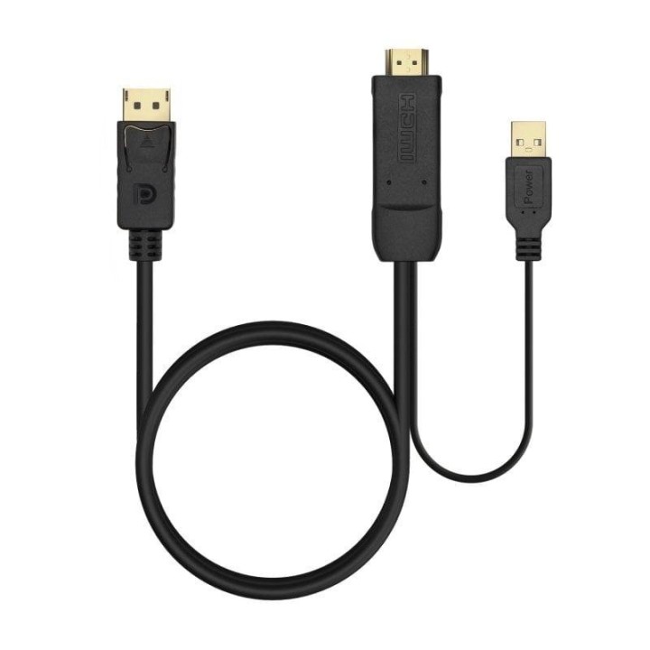 Aisens A122-0641 Cable Conversor Activo HDMI 2.0 a DisplayPort V1.2 HDMI/M-USB/M-DP/M 1.8m Negro