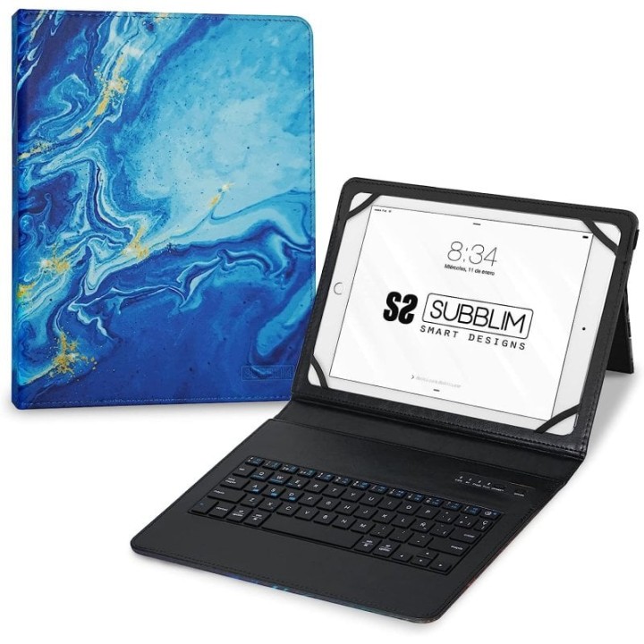 Subblim Keytab Pro Funda con Teclado Bluetooth Mármol Azul para Tablet hasta 9-11"