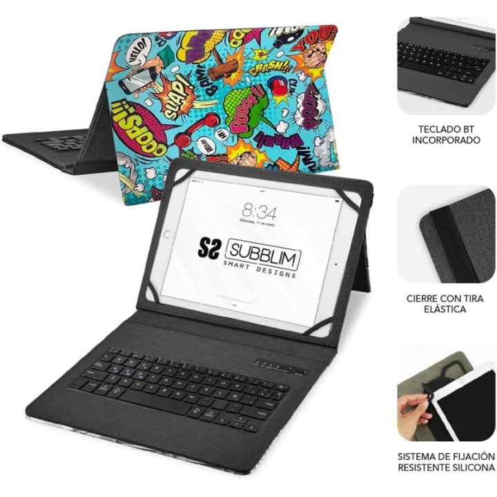 Subblim Keytab Pro Funda con Teclado Bluetooth Cómic para Tablet 9-11"