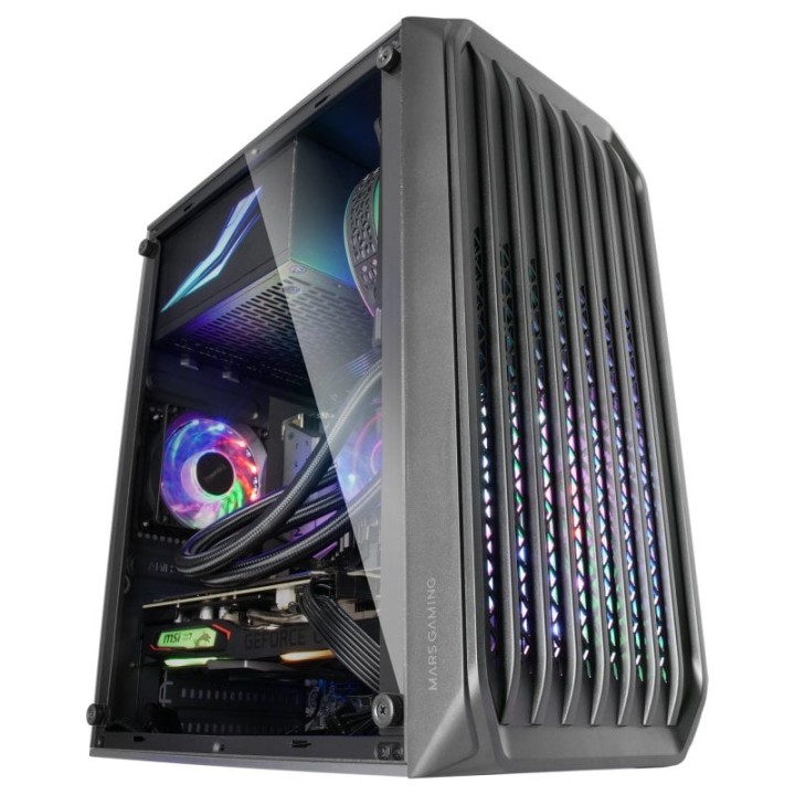 Mars Gaming MC-S2 Caja PC Micro-ATX Ultra-Compacta 2x Ventilador FRGB USB 3.0 Ventana Negro
