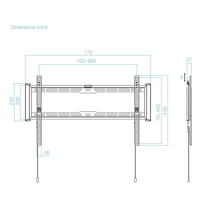 Soporte Pared TooQ 37"-80" Fijo Máx. 75Kg (LP1083F-B)