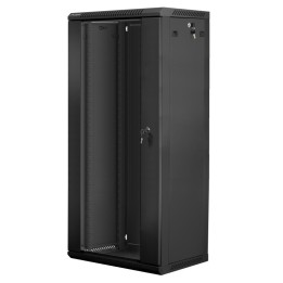 Armario Rack Lanberg WF01-6427-10B 27U Wallmount 19" 60kg Acero Negro Vidrio Templado IP20