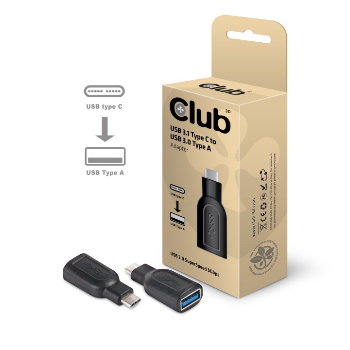 Adaptador Club 3D USB-C 3.1/M a USB-A 3.0/H (CAA-1521)