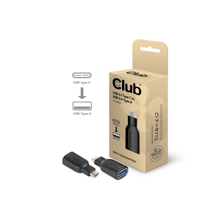 Adaptador Club 3D USB-C 3.1/M a USB-A 3.0/H (CAA-1521)