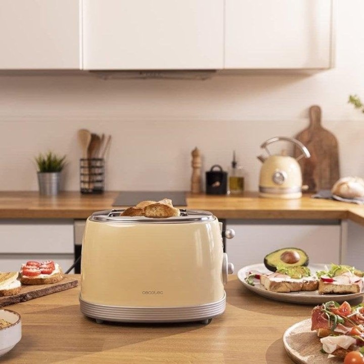 Cecotec Toast&Taste 800 Vintage Light Yellow Tostadora Doble Ranura Extra Ancha 850W