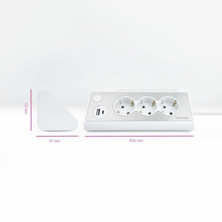 Nanocable Regleta de Sobremesa con Interruptor 3 Tomas Schuko + 2 USB 1.5m