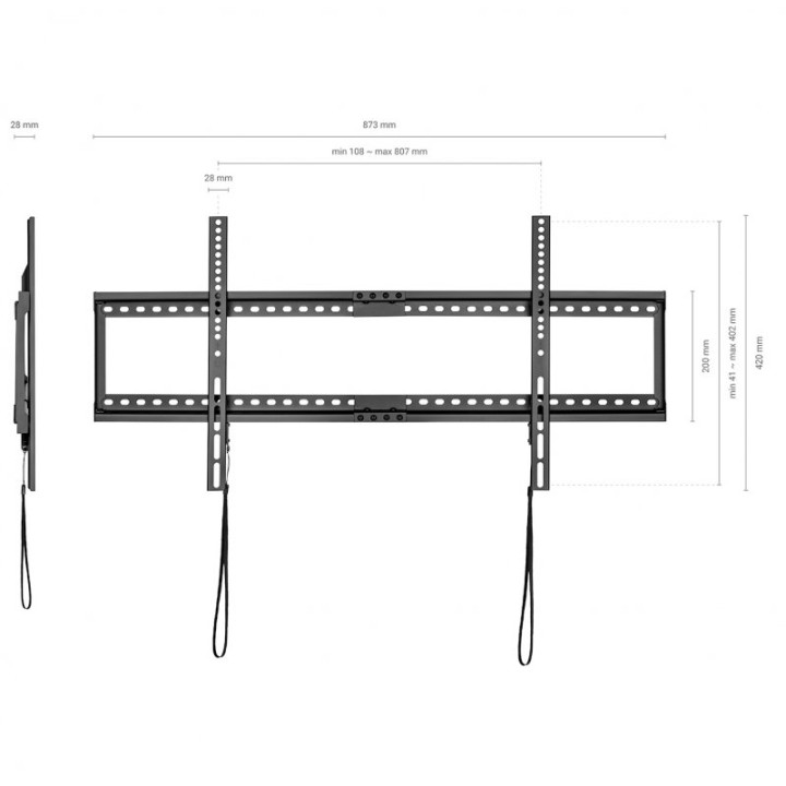 Aisens WT90F-119 Soporte de Pared Fijo para TV 37"-90" VESA 800x400 Max 75Kg