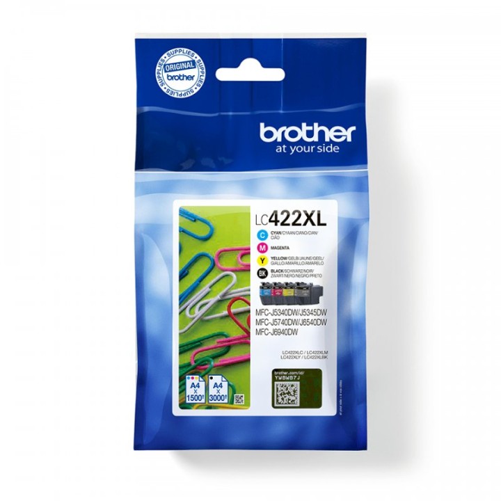 Cartuchos de Tinta Original Brother LC422XLVAL MultiPack Negro/Cian/Magenta/Amarillo