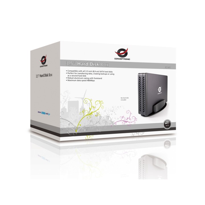 Caja CONCEPTRONIC HDD 3.5" SATA USB 2.0 Negra (CHD3SU)