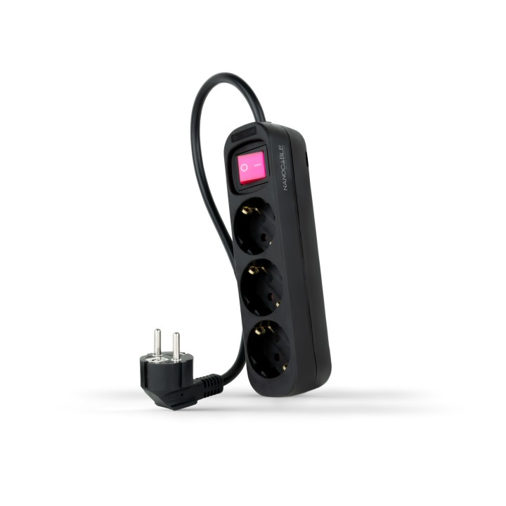 Regleta Nanocable 3xSchuko Interruptor (10.38.0003-BK)