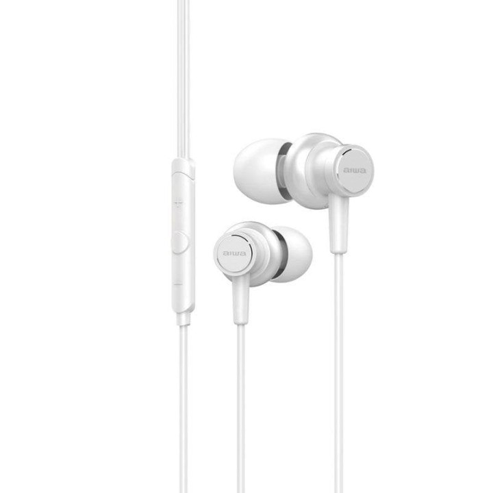 Auriculares Aiwa ESTM-500 con cable alámbricos 3,5 mm para llamadas y música blancos