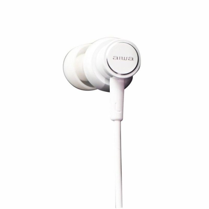 Auriculares Aiwa ESTM-500 con cable alámbricos 3,5 mm para llamadas y música blancos