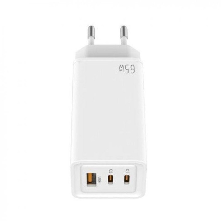 Cargador GaN Leotec LECSPH65W3 Blanco 65W 2xUSB-C PD 1xUSB-A Protección avanzada