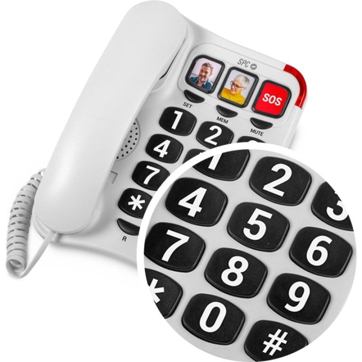 SPC Comfort Numbers 2 Teléfono Sobremesa para Mayores Blanco