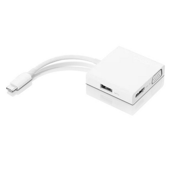 Lenovo Adaptador USB-C a VGA/HDMI 4K/USB 3.0 Blanco