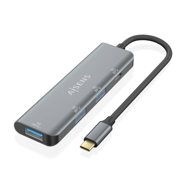 Hub AISENS USB-C a 3xUSB-A 1xUSB-C 15cm Gris(A109-0762)
