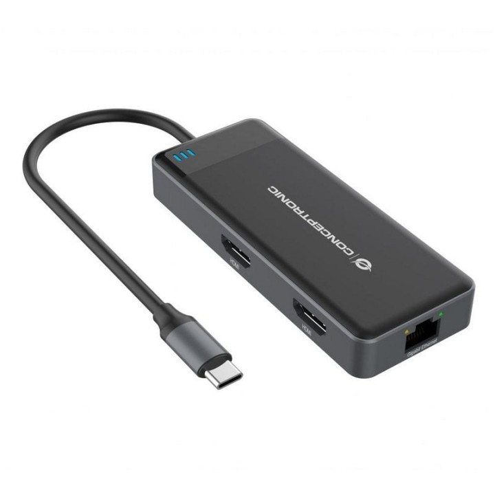 Conceptronic DONN14G Docking Station 7 en 1 USB-C 3.2 Gen1 a HDMI/USB-C PD 100W/USB-A/RJ-45 Gigabit